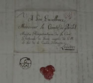 L'intestazione della lettera inviata 
da Barnaba Oriani al conte Hans Moritz von Brühl.