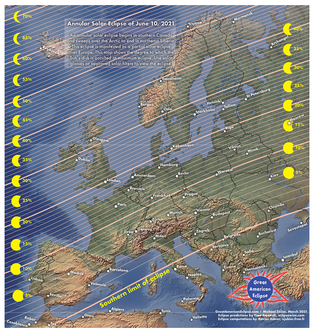 immagine piccola zone di visibilita' eclissi anulare 10 giugno 2021