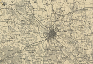 Figura 13: Milano e i paesi limitrofi nella carta della Lombardia del 1796.