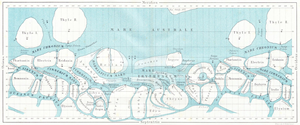 Figura 25: La prima mappa di Marte prodotta da Schiaparelli, basandosi sulle osservazioni condotte
durante l'opposizione del 1877.