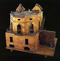Figura 4: Modello in legno del nuovo osservatorio progettato da Boscovich. Il modello (delle dimensioni
di circa 1m) fu costruito nel 1764 ed e' attualmente esposto al Museo Nazionale della
Scienza e della Tecnologia di Milano.