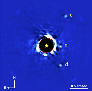 Fig. 3 - Immagine ottenuta con lo strumento GPI. Press release del 6 gennaio 2015 - Crediti Gemini Observatory.