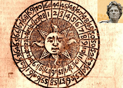 Fig. 2 - Il calendario giuliano è un calendario solare, cioè basato sul ciclo delle stagioni. Fu elaborato dall’astronomo greco Sosigene di Alessandria e promulgato da Giulio Cesare (da cui prende il nome), nella sua qualita' di pontefice massimo, nell'anno 46 a.C. Il 1 gennaio del 45 a.C. entra in vigore il calendario giuliano.