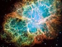 Fig. 5 - La nebulosa del Granchio, che e' quello che resta dellesplosione di una Supernova avventua nel 1054 e registrata da astronomi cinesi.