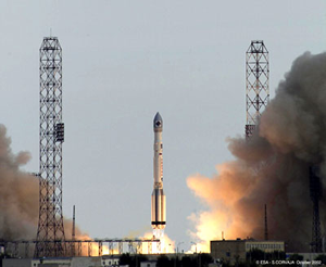 Fig. 1 - Il lancio del satellite INTEGRAL. Crediti ESA