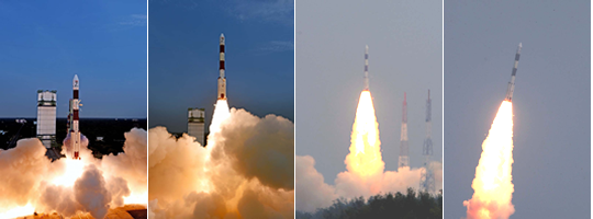 Fig. 1 - Il lancio del primo satellite indiano dedicato all'astronomia ASTROSAT con il vettore PSLV.