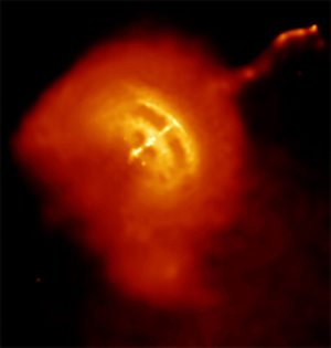 Fig. 1 - Immagine ai raggi X della Pulsar associata con la Nebulosa delle Vele, nella costellazione delle Vele. Da Wikipedia.