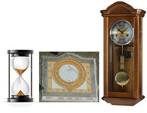Fig. 1 - Clessidre, meridiane e orologi a pendolo misurano il tempo da centinaia d'anni ...