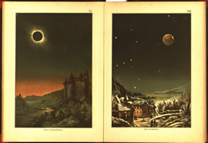 Eclissi di Sole e di Luna in un atlante scolastico di E. Weiss (1888).
