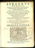 Galileo Galilei - Sidereus Nuncius (1610). Il frontespizio.