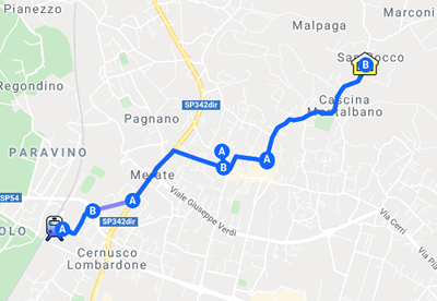 Immagine da google maps del percorso per la nostra sede di Merate