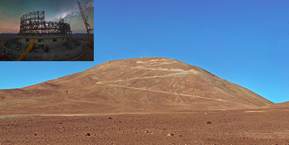 Veduta del Cerro Armazones, nel deserto cileno vicino all’Osservatorio del Paranal dell'ESO dove si trova il VLT (Very Large Telescope). Il Cerro Armazones ospitera' il telescopio ELT (European Extremely Large Telescope) che, con il suo specchio da 39 metri di diametro, sara' l'occhio piu' grande del mondo rivolto verso il cielo. Si vede chiaramente la strada sterrata che conduce alla cima - Crediti: ESO/S. Brunier