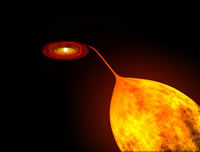 Fig. 2 - Disegno raffigurante un sistema binario formato da un buco nero e da una stella "normale".