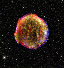 Fig. 3 - I resti della supernova Ia scoppiata nel 1572 e osservata da Tycho Brahe l’11 novembre di quell’anno nella costellazione di Cassiopea.