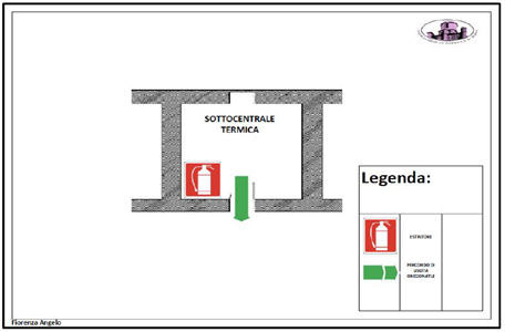 Immagine vie di fuga pianta sottocentrale