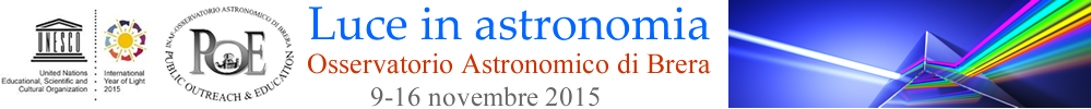 A sinistra logo International Year of Light 2015 - a destra logo Inaf- Osservatorio Astronomico di Brera