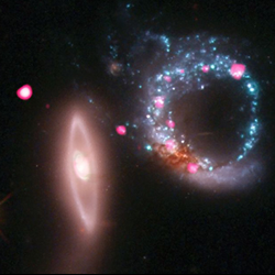 Arp 147: Giant Ring of Black Holes. Composite image X-ray and optical data. Credit: X-ray: NASA/CXC/MIT/S.Rappaport et al, Optical: NASA/STScI.